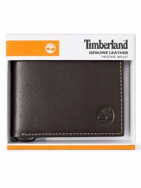 Timberland Genuine Leather Passcase Wallet – Brown NWT